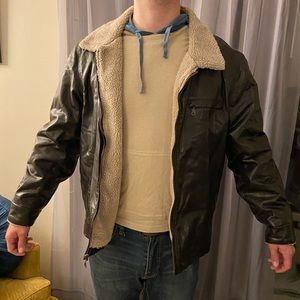 Sherpa Collar Leather Jacket